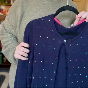 Navy Blue with Rainbow Dots Cardigan